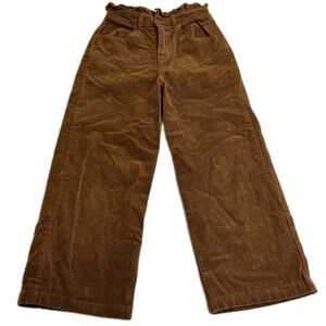 TGLA Pants Womens XS Brown Corduroy Paperbag Waist Wide Leg
